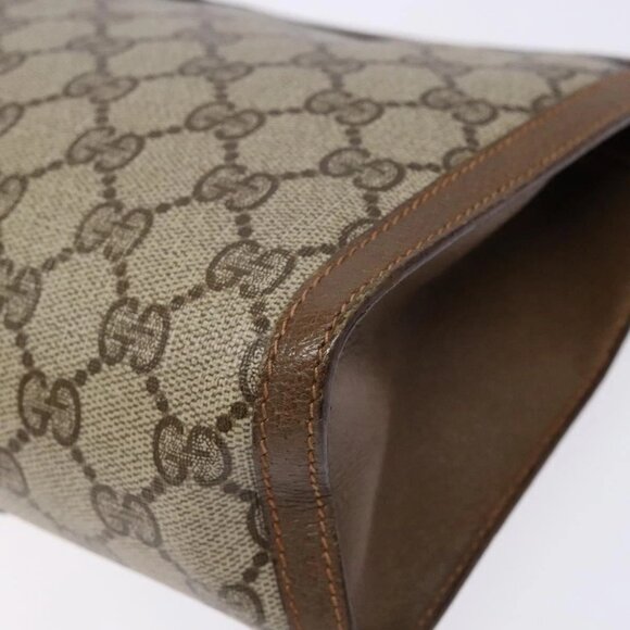 GUCCI GG Supreme Web Sherry Line Clutch Bag PVC Beige Gold 89 01 033 Auth 139749 - Picture 4 of 16